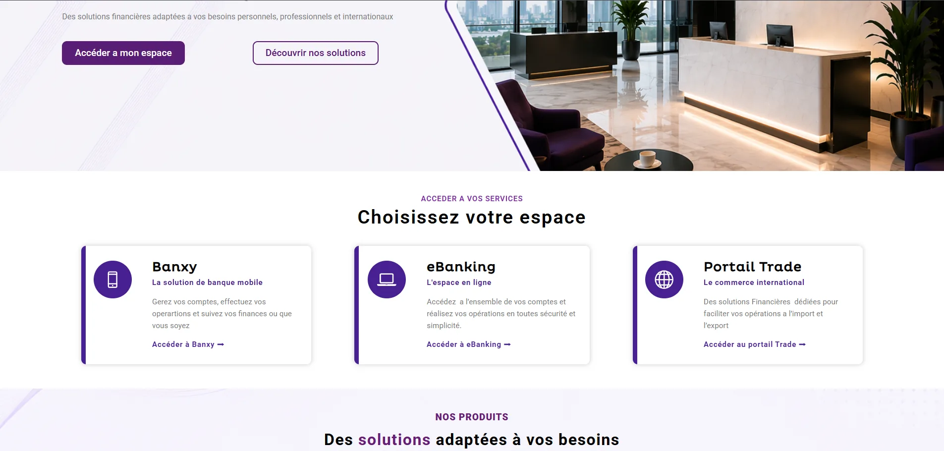 Choix de l’espace client sur le site Natixis Algérie