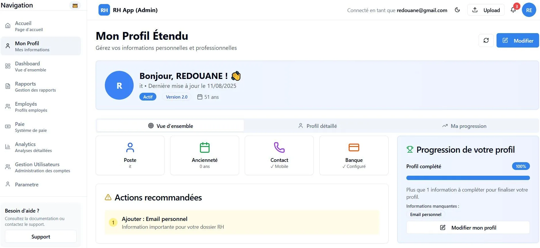 Profil employé